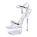 Sexy Super High Heels 15CM Thin Heel Waterproof Platform Sandals Transparent Crystal Shoes Wedding Shoes Banquet High Heels_vogvips.com
