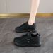 Soft Sole Black Dad Shoes For Women, Summer Breathable Lightweight Non-Tiring Work Shoes, Non-Slip Sneakers_vogvips.com