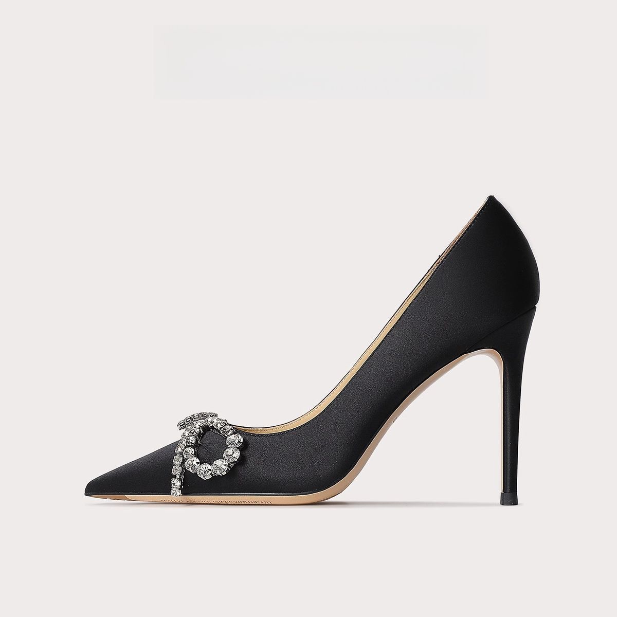 Gentle Champagne Color Satin High Heels 2025 Spring And Summer New Rhinestone Bow Fine High-heeled Single Shoes Women's Dinner Shoes Fashion_vogvips.com
