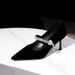 6636-A1 French-style Pointed-toe Shallow Pumps With Rhinestone Straps, Suede Commuting Shoes, Party Stiletto High Heels_vogvips.com