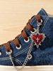 2PCS Grunge Punk Vintage Gothic Red Heart, Rose, Cross Punk Charm Shoe Accessories, Halloween_vogvips.com