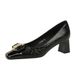 5299-K91 Fashion Professional OL Commuter Women's Shs Color Blocked Square Head Light Mouth Metal Buckle Bow Single_vogvips.com