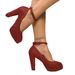 New Round Toe High Chunky Heel Single Waterproof Platform Professional Work Shoes One-Strap Sexy White Shallow Mouth_vogvips.com