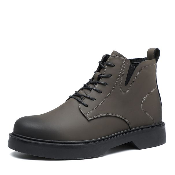 European Warm Series Men's Martin Boots Students, Breathable High Street Style British High-top Leather Boots, Black Motorcycle Trendy Shoes_vogvips.com