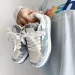 Womens Blue White Denim Patchwork Non Slip Sneakers Thick Sole Lace Up For Casual Street Style_vogvips.com