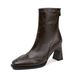2025 Autumn New Women's With Square Toe Elastic Slim Fit Simple Commuter High Heel Korean Fashion Boots_vogvips.com