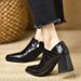 Women's Retro High Heeled Shoes Plus Size Side Zipper Chunky Heel Deep Mouth Professional Single Shoes_vogvips.com