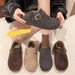 Women's Winter Fleece Cotton Shoes 2025 New Style Versatile Bean Shoes Flat Shoes_vogvips.com