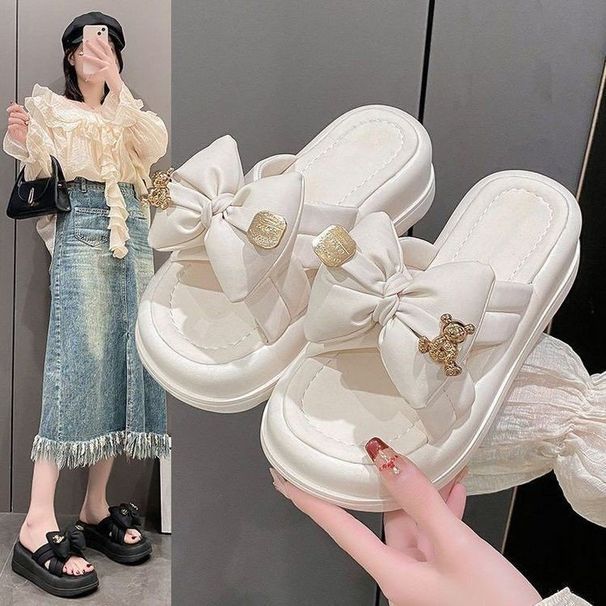 2026 Summer New Style Women's Flip Flops - Bowknot High-Heeled Thick-soled Strappy Sandals_vogvips.com