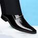 Melden 7701 cross-border crocodile pattern men's patent leather business leather shoes slip-on pointed toe slim leather shoes men's shoes_vogvips.com