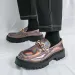 Men Black Patent Leather Shock Aborption Loafer Gold Horebit Buckle Thick Lug Sole Slip On Platform Caual Dre_vogvips.com