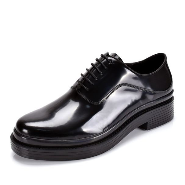 Spring And Autumn New Men's High-heeled Dress Leather With Lace Up Upper, Polished Youth Business Shoes For Men_vogvips.com
