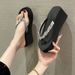 Women's Rhinestone High Heel Simple Casual Summer Non-Slip Thick Sole Toe Post Outdoor Flat Beach Sandals 2025_vogvips.com