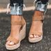 Women's Plus Size Fish Mouth Wedge Sandals Open Toe Ankle Strap_vogvips.com