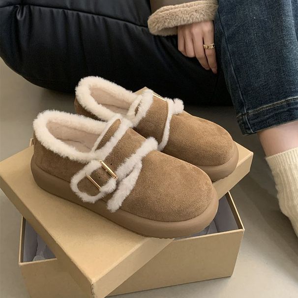 Vintage Style Thick-Soled Fleece-Lined 2024 Autumn Winter Snow Boots Thickened Cotton Women's Outdoor Furry_vogvips.com