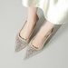 Cameido Ladies Elegant High End Apricot Colored Special Material Mesh Pointed Toe Slim Heel Sandals_vogvips.com