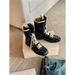 Women Boxing Boots Cowhide Version Grape Mom Same Style Boxing Color Matching Lace Side Zipper Hunting Training Martin Women's Short Boots_vogvips.com