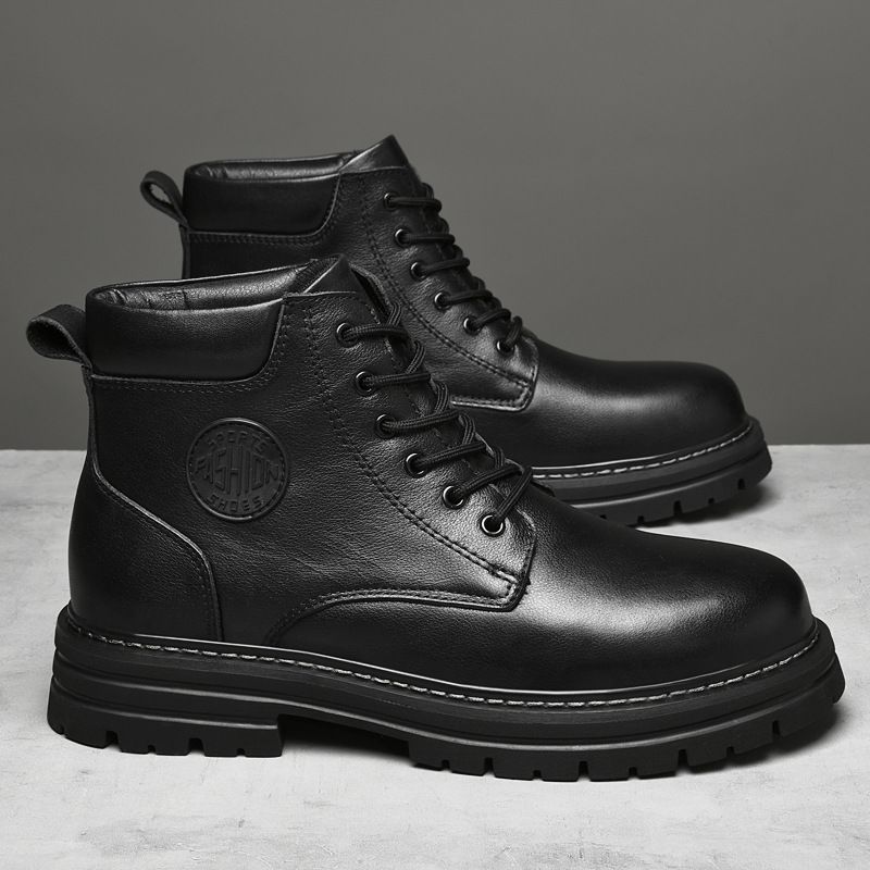 European Warm Series New Men's Top Layer Cowhide Martin Genuine Leather Fleece Lined Warm Casual Cotton Shoes Outdoor Travel Fashion Work_vogvips.com