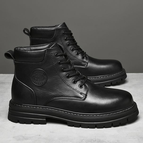 European Warm Series New Men's Top Layer Cowhide Martin Genuine Leather Fleece Lined Warm Casual Cotton Shoes Outdoor Travel Fashion Work_vogvips.com