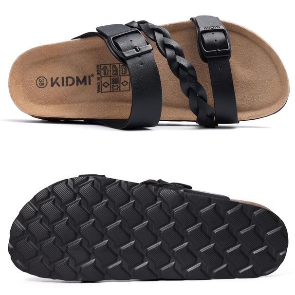 Crestar Women's Cork Footbed Sandals Lady Fashion Buckle Slip-On Slide Sandals New Summer Comfortable Sllipers With Arch Support_vogvips.com
