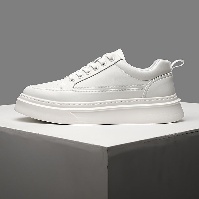 Men’s Platform White Leather Sneakers Casual Thick Sole Walking Skate Shoes Unisex_vogvips.com
