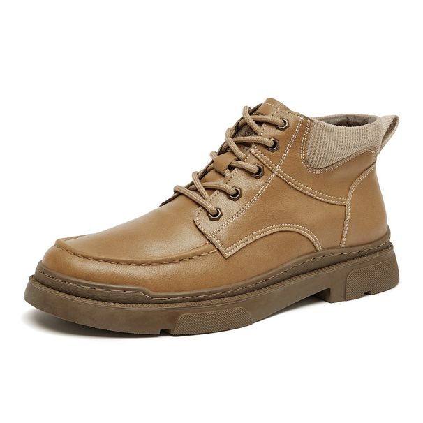 Light Luxury Men's Martin Boots Retro Medium Help Light Luxury Outdoor Non-slip Tooling Boots Leather Boots Men's Shoes_vogvips.com
