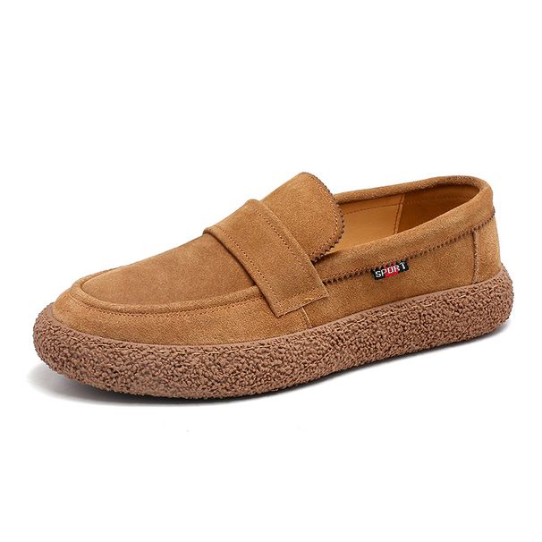 New men's casual shoes suede leather breathable non-slip soft sole set foot single shoe cargo board shoes_vogvips.com
