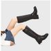 Women's Vintage Distressed Square Toe Riding Boots Above Knee Chunky Heel Maillard High Boots Autumn Winter Style_vogvips.com