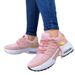 Foreign trade large size European and American new casual sports shoes for women flying woven wedge heels round toe lace up mesh breathable _vogvips.com