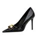Women S Fine High Heels Shallow Mouth Pointed Snake Patent Leather Metal Buckle Decorative Single Shoes For Women_vogvips.com