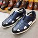 Men's Shoes Large Size Cowhide Retro Men's Sandals With Closed Toe Flat Bottom Hollow Hole Shoes_vogvips.com