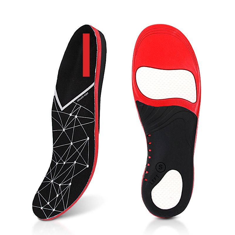 hot selling black and red printed flat foot correction arch insoles_vogvips.com
