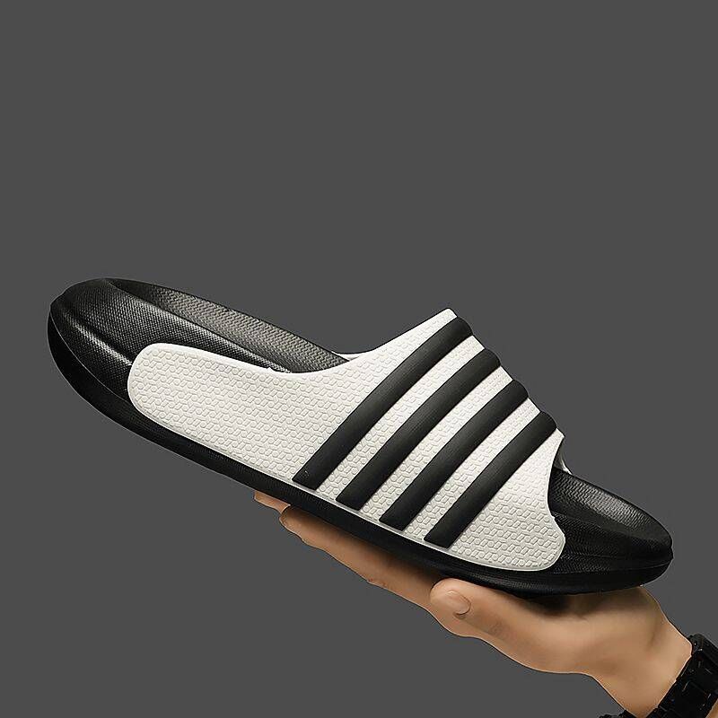 European Imported Slippers For Men And Women, Striped Open-toe Rubber Soles, Non-slip, Comfortable, Thick-soled,_vogvips.com