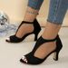 Large Size 2025 Summer High Heels, Women's Side Empty Fashion, Minimalist Style, High-heeled Sandals_vogvips.com