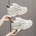 Women's Casual Shoes Round Toe Thick Sole Sneakers 2025 New Height Increasing Dad Shoes White_vogvips.com