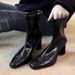 Lancui Edition~ High Ankle For Women 2025 Autumn Winter New Black French Style Chunky Heel Stretch Slim Martin Boots_vogvips.com