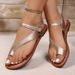 New Summer Fashion Solid Color Low-heeled Roman Sandals Comfortable PU Beach Shoes Women's Luxury Round Toe Flip-flops_vogvips.com