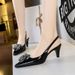Women's shoes high heels shallow mouth pointe hollowed back trip with rhinestone flower shoes_vogvips.com