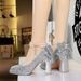 9983-H80TP Sweet Pearl Strap High Heels Women's Water Diamond Bow Square Head Waterproof Platform Coarse Straw Shoes_vogvips.com