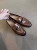 Designer Leather,vintage French-style Horse Bit Buckle Loafers,women's Flat Shoes,English-style Leather Shoes_vogvips.com