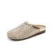 Women's Shoes Rhinestones Slippers Rhinestone Breathable Mesh Hollowed Out Half Slippers Casual Flat Shoes_vogvips.com