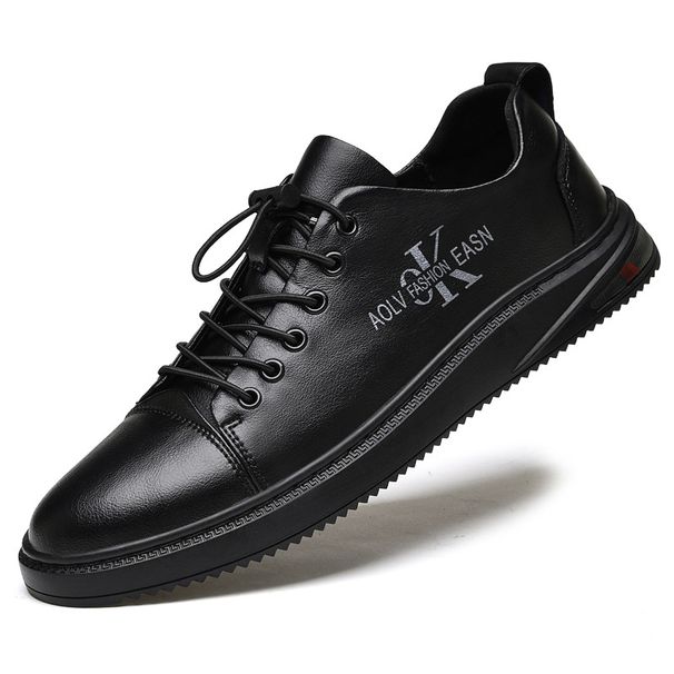 Men's Shoes Breathable Men's Casual Two-layer Cowhide Board Shoes Sports Soft Sole Xiaobai_vogvips.com