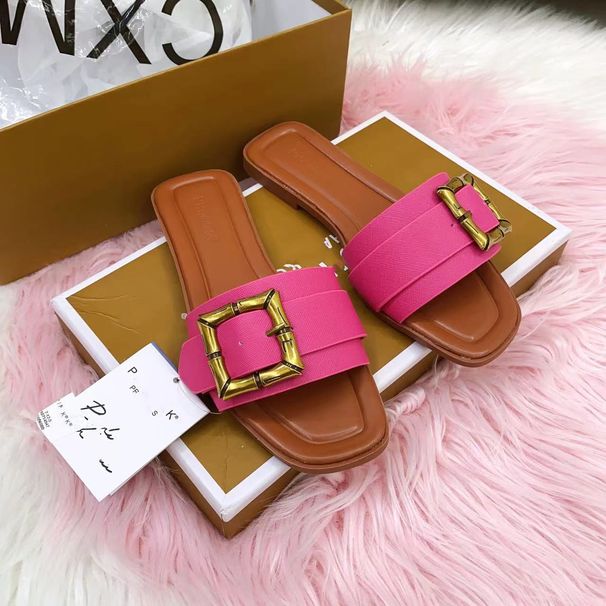 Women's Buckle Sandals Simple Outerwear One Strap Solid Color Summer Shoes Hardware Outerwear_vogvips.com