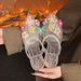 Korean-style Women's Flat 2025 Summer Sandals For Outdoor Wear, Fashionable Perforated Casual Trendy Crystal Shoes,_vogvips.com