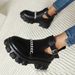 Women's Extended Sizes 31-46 Platform Ankle Boots, Chunky Sole Buckle Detail Boots, Winter Fashion Footwear_vogvips.com