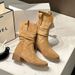 2025 Autumn New Sweet Cool Girl Height-Increasing Mid-Calf Slouch Women V-Cut Western Chunky Heel Slimming Riding Boots_vogvips.com