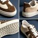 Men's Retro Leather & Suede Sneakers - Casual Lace-Up Shoes With Gum Sole, Versatile For Everyday Wear_vogvips.com