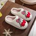 Women's Cozy Fluffy Slippers With Bow And Cherry Print, Non-Slip Indoor House Shoes, Warm Winter Fuzzy Slides For Home Comfort Winter Plush Slippers_vogvips.com