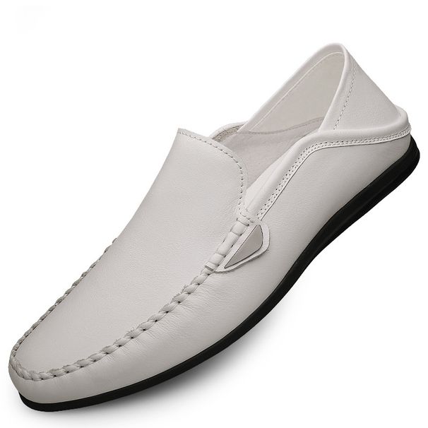 First Layer Men's Driving Shoes Men's Round Head Light Mouth Casual Shoes Solid Color Rubber Non-slip Men's Shoes_vogvips.com