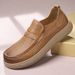 Euro Step First Layer Cowhide Men's Loafers Slip-On Casual Leather Breathable Non-Slip Trendy Shoes_vogvips.com